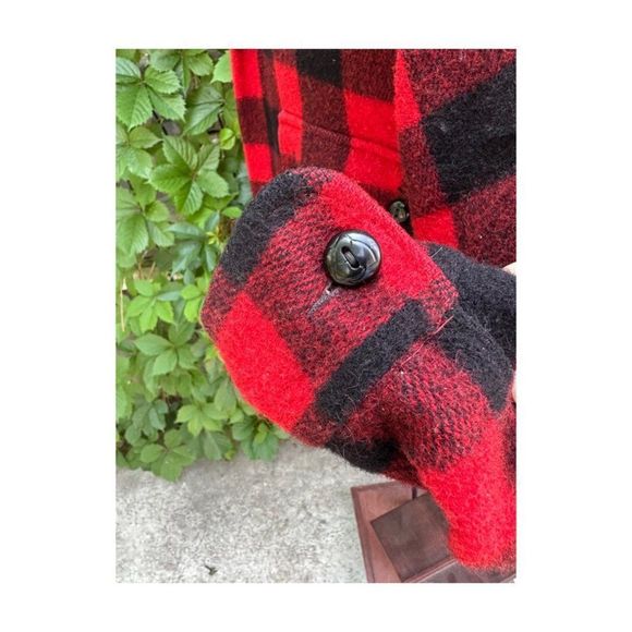 Vintage | 50s Humphrey Buffalo Plaid Wool Jacket Red Black Mackinaw Hunting Zip - Picture 10 of 15